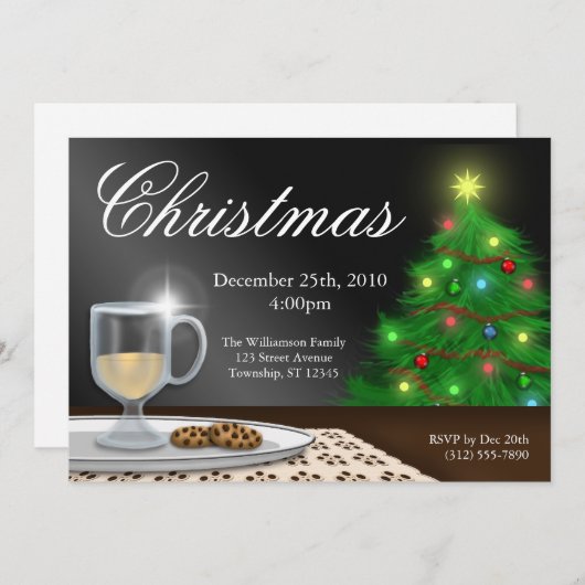 Eggnog en Cookies Kerst Uitnodigingen (Voorkant / Achterkant)