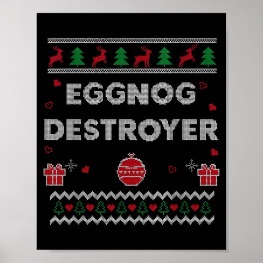Eggnog Lover Funny Ugly Christmas Style Xmas Gift Poster (Voorkant)