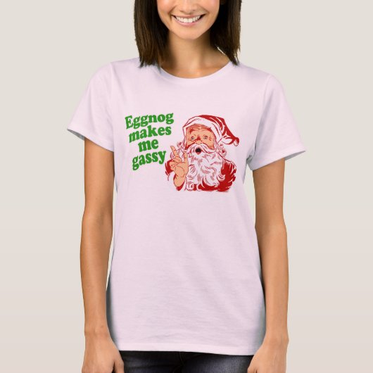 Eggnog Makes Santa Fart T-shirt (Voorkant)