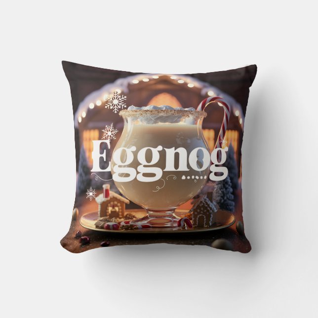 Eggnog timing, eierpunch, kerst kussen (Voorkant)