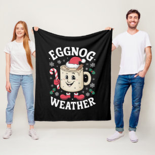 Eggnog Weer Kerst Retro Kerstmis Fleece Deken
