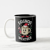 Eggnog Weer Kerst Retro Kerstmis Tweekleurige Koffiemok (Links)