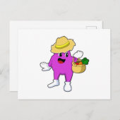 Eggplant als boer met wortel briefkaart (Voorkant / Achterkant)