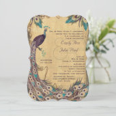 Eggplant Aqua Peacock  3 Veters Kaart (Staand voorkant)