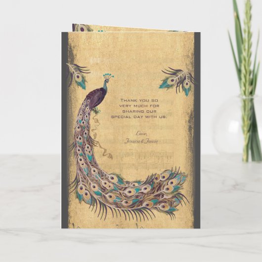 Eggplant Aqua Peacock Wedding Programme Programma (Achterkant)