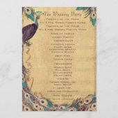 Eggplant Aqua Vintage Peacock Wedding Programme (Dos)