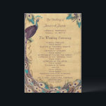 Eggplant Aqua Vintage Peacock Wedding Programme<br><div class="desc">Eggplant Aqua Vintage Peacock Wedding Programme Peacock Wedding Invitations</div>