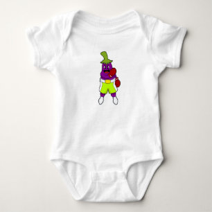 Eggplant bij Boxing met boxinghandschoenen Romper