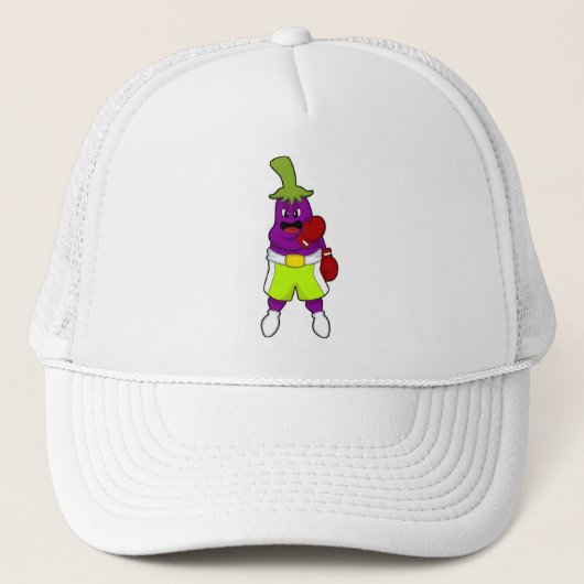Eggplant bij Boxing met boxinghandschoenen Trucker Pet (Voorkant)