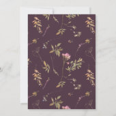 Eggplant Boho Wildbloemen Gold Geo Lijst Weddensch Kaart (Achterkant)