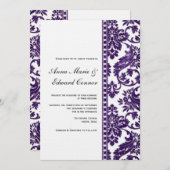 Eggplant  Damask Lace Wedding Kaart (Voorkant / Achterkant)