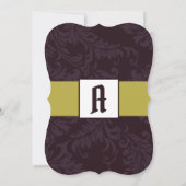 Eggplant en Limoen Damask Wedding Invitation Kaart (Achterkant)