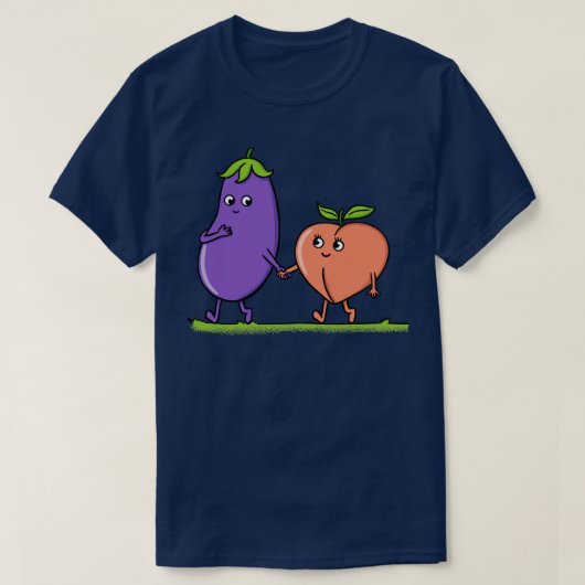 Eggplant en perziken t-shirt (Design voorkant)