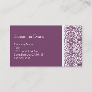 Eggplant en White Damask Visitekaartje