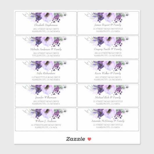 Eggplant Fleurs pourpres Nom d'invité Étiquettes d (Feuille)