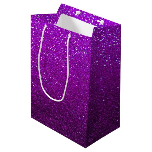 Eggplant Glitter Ombre Sparkles Glam Bat Mitzvah Medium Cadeauzakje (Voorkant Gekanteld)