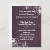 Eggplant Leather and White Lace Wedding Invitation Kaart (Voorkant)