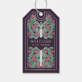 Eggplant Medieval Silver Sword Wedding Welcome Cadeaulabel (Voorkant)