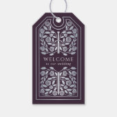 Eggplant Medieval Silver Sword Wedding Welcome Cadeaulabel (Voorkant)