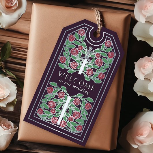 Eggplant Medieval Silver Sword Wedding Welcome Cadeaulabel