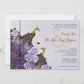 Eggplant Mustard Yellow  Peacock Bird Cage Kaart (Voorkant)