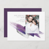Eggplant Paars en Silver Save the Date Photo