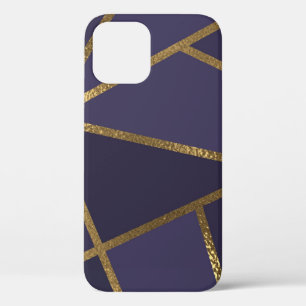 Eggplant Paars Gold Bronze Geometrische Gramopname iPhone 12 Hoesje