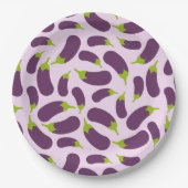 Eggplant Paars plantaardig ontwerp Papieren Bordje (Voorkant)