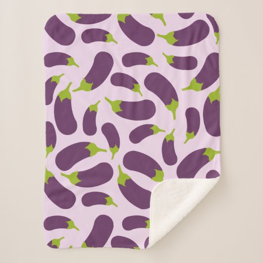 Eggplant Paars plantaardig ontwerp Sherpa Deken (Voorkant)