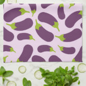 Eggplant Paars plantaardig ontwerp Theedoek (Gevouwen)