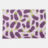 Eggplant Paars plantaardig ontwerp Theedoek (Horizontaal)