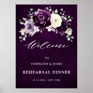 Eggplant Paars Plum Boho repesal Dinner Welcome Poster