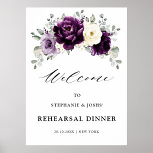 Eggplant Paars Plum Boho repesal Dinner Welcome Poster