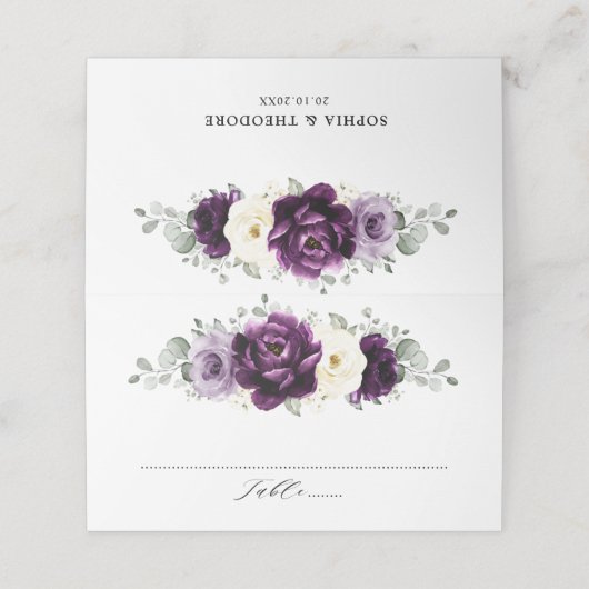 Eggplant Paars Plum Ivory White Floral Wedding (Buitenkant ongevouwen)
