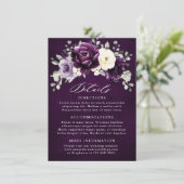 Eggplant Paars Plum Ivory White Floral Wedding En Informatiekaartje (Staand voorkant)