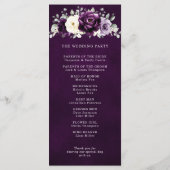 Eggplant Paars Plum Ivory White Floral Wedding Pr Programma (Achterkant)