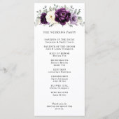 Eggplant Paars Plum Ivory White Floral Wedding Programma (Achterkant)