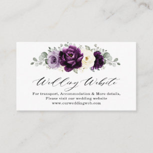 Eggplant Paars Plum Ivory White Wedding Website Informatiekaartje