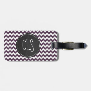 Eggplant Paarse Chevron; Retro Chalkboard Bagagelabel