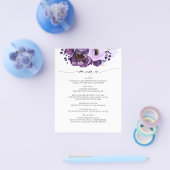 Eggplant Paarse Modern Boho Wedding Menu (Enkel)
