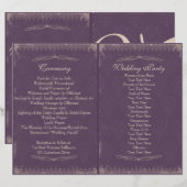 Eggplant Paarse Vintage Wedding Ceremony Programme (Voorkant / Achterkant)