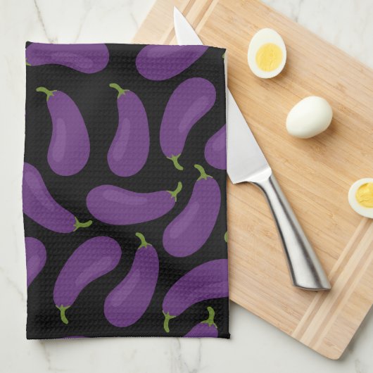 Eggplant Pattern Kitchen Towel Theedoek (Quarter Fold)