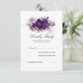 Eggplant Purple Floral Aquarelles Mariage RSVP (Debout devant)