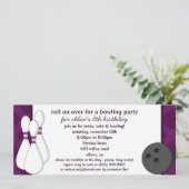 Eggplant Roll on Over Bowling Birthday Part Kaart (Staand voorkant)