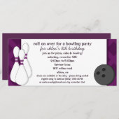 Eggplant Roll on Over Bowling Birthday Part Kaart (Voorkant / Achterkant)