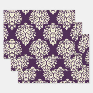 Eggplant Southern Cottage Damask Inpakpapier Vel