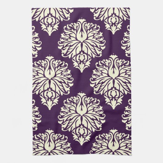 Eggplant Southern Cottage Damask Theedoek (Verticaal)