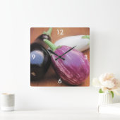 Eggplant Veggie Wall Clock Vierkante Klok (Huis)