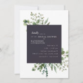 Eggplant & White Foliage Bridal Shower Invitation Kaart (Voorkant)