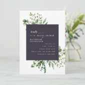 Eggplant & White Foliage Bridal Shower Invitation Kaart (Staand voorkant)